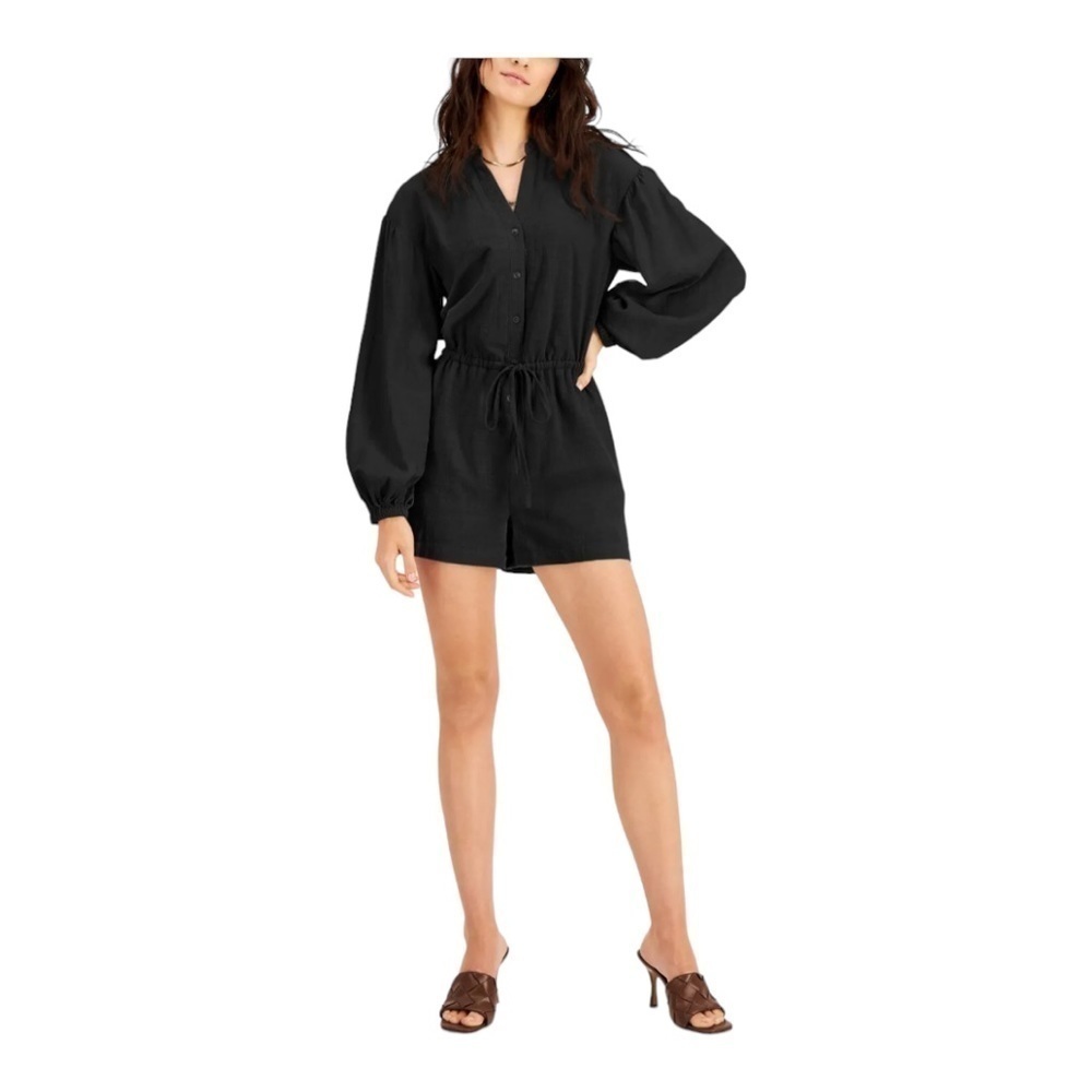 Inc Drawstring-Waist Puff-Sleeve Romper NWT